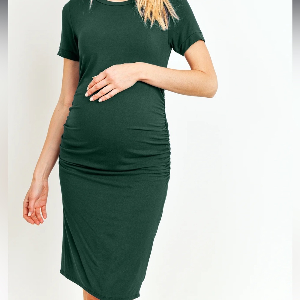 Maternity T Shirt Dress in Emerald Green